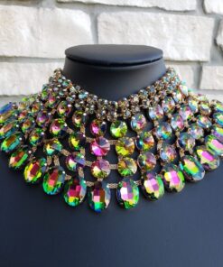Crystal Glass Bib Statement Necklace