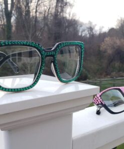 "Too Fly "Green Square Glasses