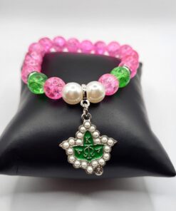 20 Pearls Glass bead Charm Bracelet-Green
