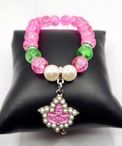 20 Pearl Glass bead Charm Bracelet-Pink