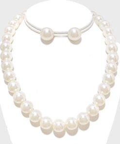 Single Strand Pearl Necklace Set - Ivory