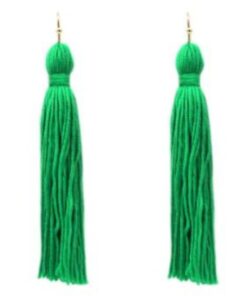 "Color Me Pretty" Yarn Fringe Earrings - Green