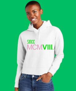 MCMVIII Hooded Crop Sweatshirt - White