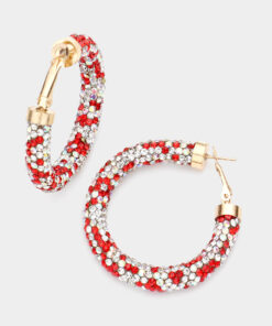Holly Pave Rhinestone Earrings - Multi Red & clear