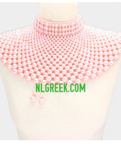 Pink Pearl Armor Bib Choker Necklace Set