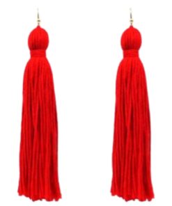"Color Me" Yarn Fringe Earrings - Red