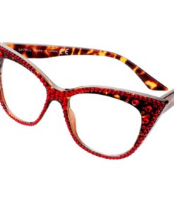 "All About Me" Square Cateye Rhinestone Glasses - Red