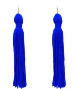 "Color Me " Yarn Fringe Earrings - Royal Blue