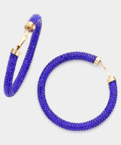 Holly Hoop Large Rhinestones Earrings - Royal