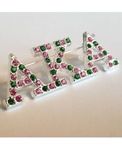 Silver Letter - Pink & Green Mixed Sparkle Lapel Pin