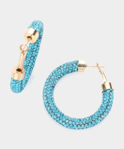 Holly Pave Rhinestone Earrings - Turquoise