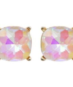 White Crystal Post Back Earrings