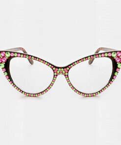 Pretty Girl Pink & Green Cat Eye Glasses