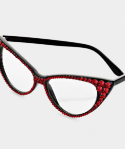 Diva Glasses - Red Rhinestone Cateye Glasses