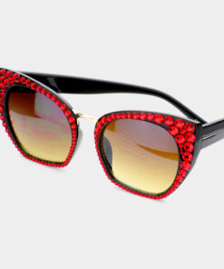 Honey Crystal Embellished Detail Sunglasses - Red