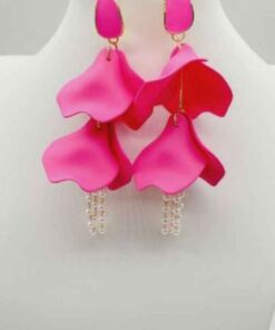 Daphne Floral Earrings - Hot Pink