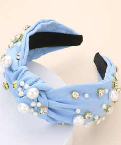Pearl Round Stone Embellished Knot Headband