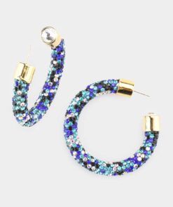 Holly Pave Rhinestone Earrings - Multi Turquoise