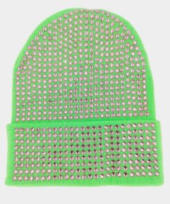 Lime & Pink Rhinestone Beanie