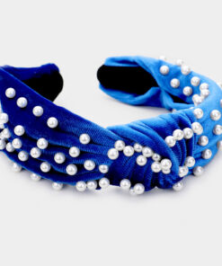 Pearl Velour Headband - Royal