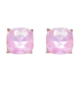 Light Pink Crystal Post Back Earrings