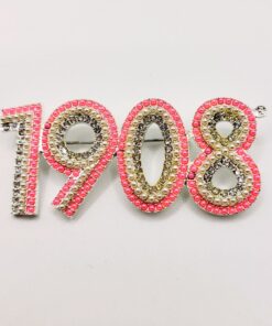 1908 - Rhinestone & Pearl Neon Pink Pin