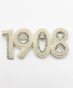 1908 - Rhinestone & Pearl Pin - White w/ silver