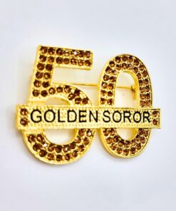 50 Golden Soror Pin - Gold Rhinestones