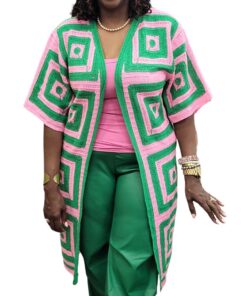 Pink and Green Crochet Cardigan