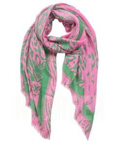 Pink & Green Animal Print scarf/ shawl
