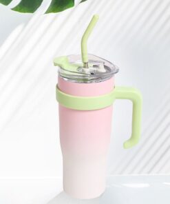 Light pink Gradient Ombre 40oz Double Wall Stainless Steel Tumbler With Handle