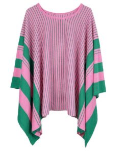 Pink and Green Knit Poncho