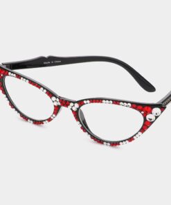 Red and White Bling Cateye Readers