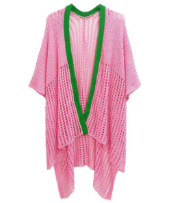 Two- Tone Crochet Knit Poncho