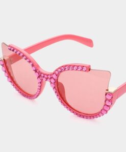 Geo Austrian Crystal Bling Sunglasses  - Pink
