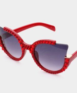 Geo Austrian Crystal Bling Sunglasses  - Red