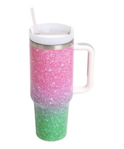 Gradient Ombre 40oz Double Wall Stainless Steel Tumbler With Handle